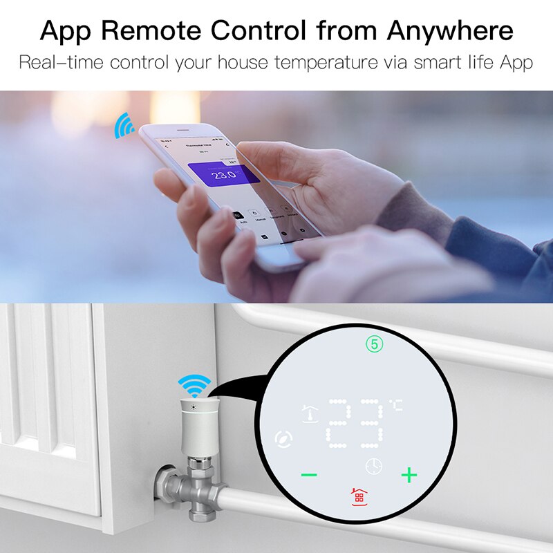 Tuya TRV ZigBee 3.0 Radiator Actuator Valve Smart Programmable Thermostat Temperature Heater Work With Alexa Voice Control