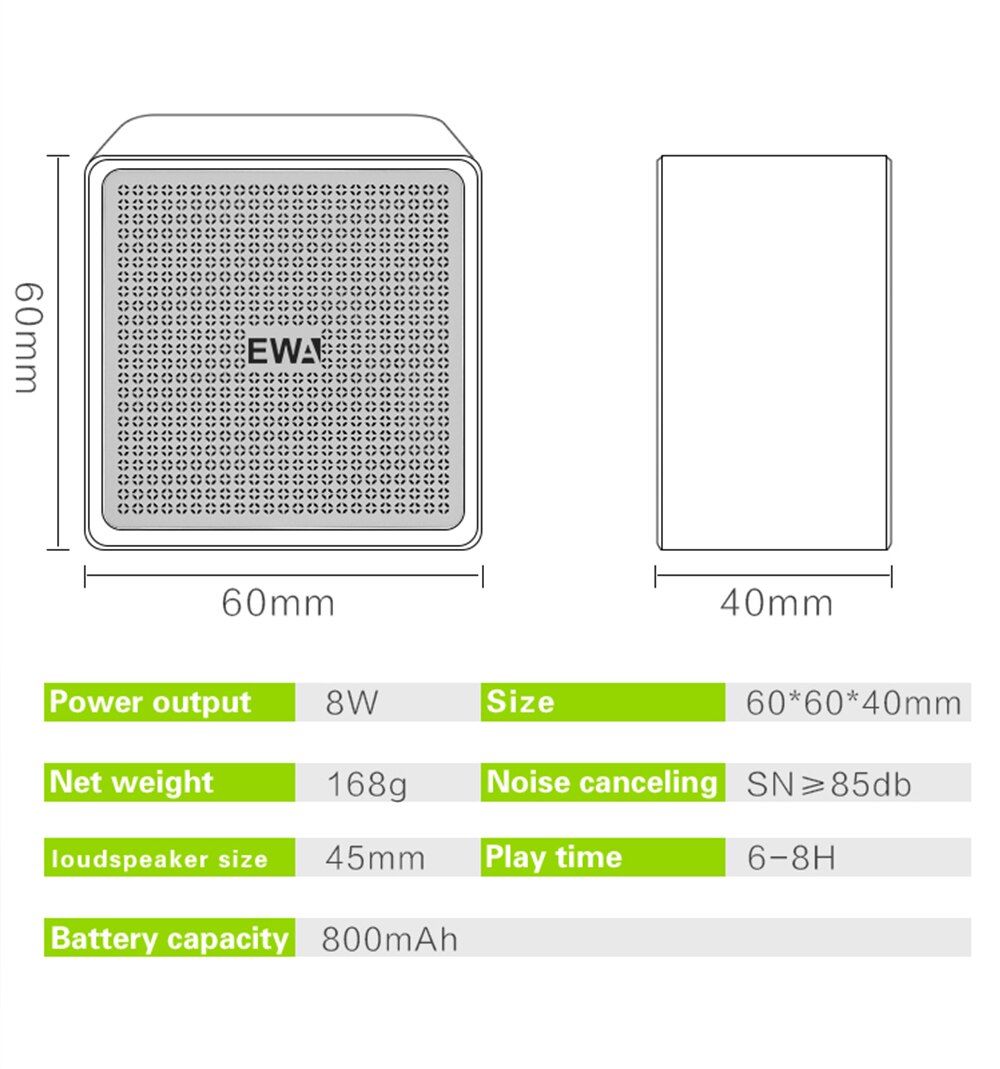 Ewa A105 Echte Draadloze Stereo Tws Bluetooth Speaker Draagbare Metalen 20-Core Speakers Draadloze Sterke Geluid Ondersteuning Sd-kaart