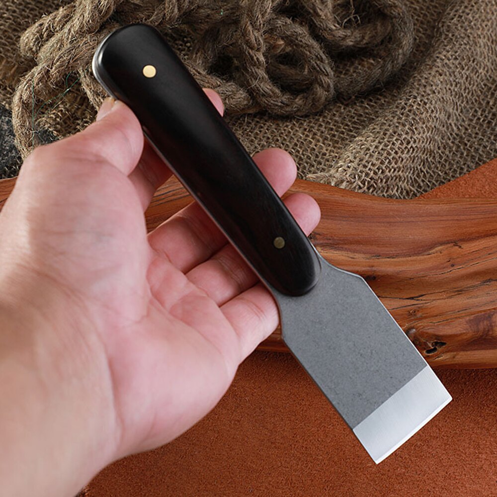 Sharp Leather Skiving Knife Stainless Steel Leather Cutting Knife Craft Tool with Wooden Handle Leathercraft Cut