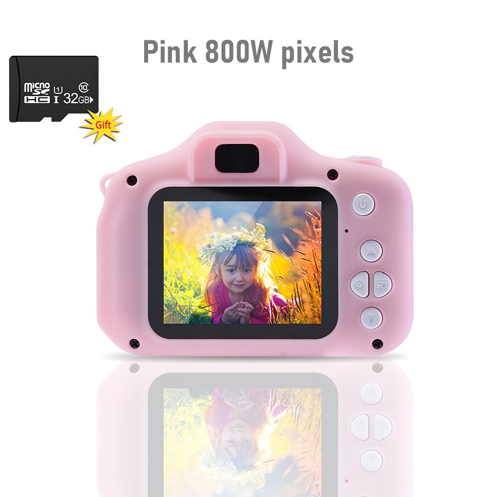 TRAVOR – Mini appareil Photo numérique HD 1080P pour enfants, jouets pour enfants, caméscope vidéo DV, , carte TF de 32 go: Pink 800W pixels