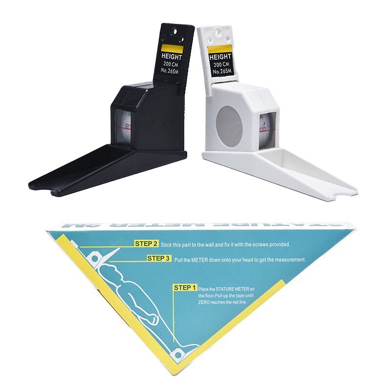 1PC Portable Height Meter 2m For Body Growth Altimeter Wall Mounted Tool Retractable Durable Tape Measure Home Black/White