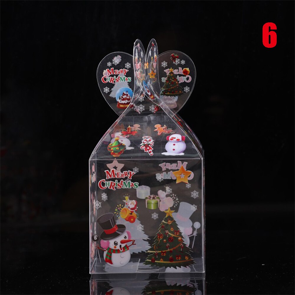1 Pza PVC caja de dulces transparente muñeco de nieve alce Reno manzana cajas Navidad decoración embalaje suministros para fiestas: 6