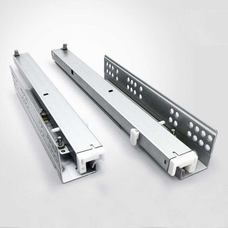 Three-section hidden rail drawer bottom rail damping buffer thickened silent track hidden bottom runway