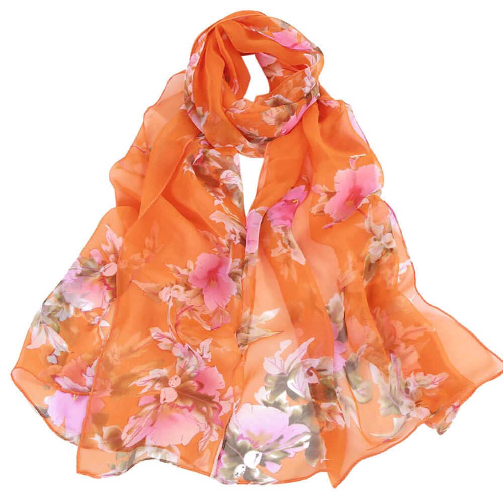Vrouwen Perzik Bloesem Print Sjaal Zomer Dunne Zachte Wrap Dames Elegante Bloemen Sjaal Ademend Chiffon Sjaals Halsdoek Tippet: j