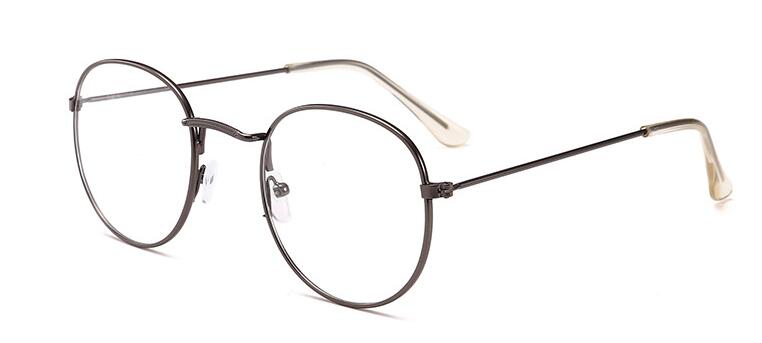 Korean Glasses Frame Retro Gold Eyeglass Frame Spectacles Round Computer Glasses Unisex NO Degrees 3447: Gun
