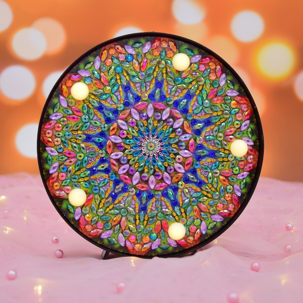 HUACAN lampe à peindre en diamant pour enfants | Bricolage, lampe mosaïque en diamant avec motif Mandala broderie diamant, de dessin animé, de noël pour enfants: ZXD011