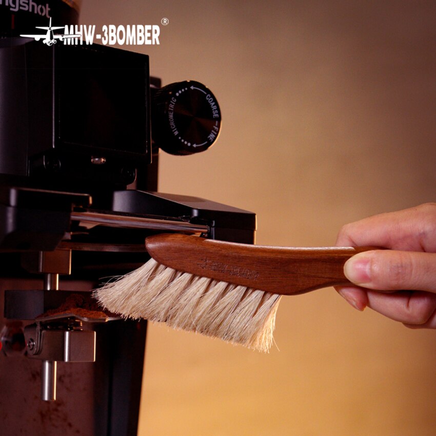 Koffie Borstel Walnoot Handvat Koffiemolen Machine Borstel Paard Haar Houten Stofborstel Cleaning Tools Voor Barista