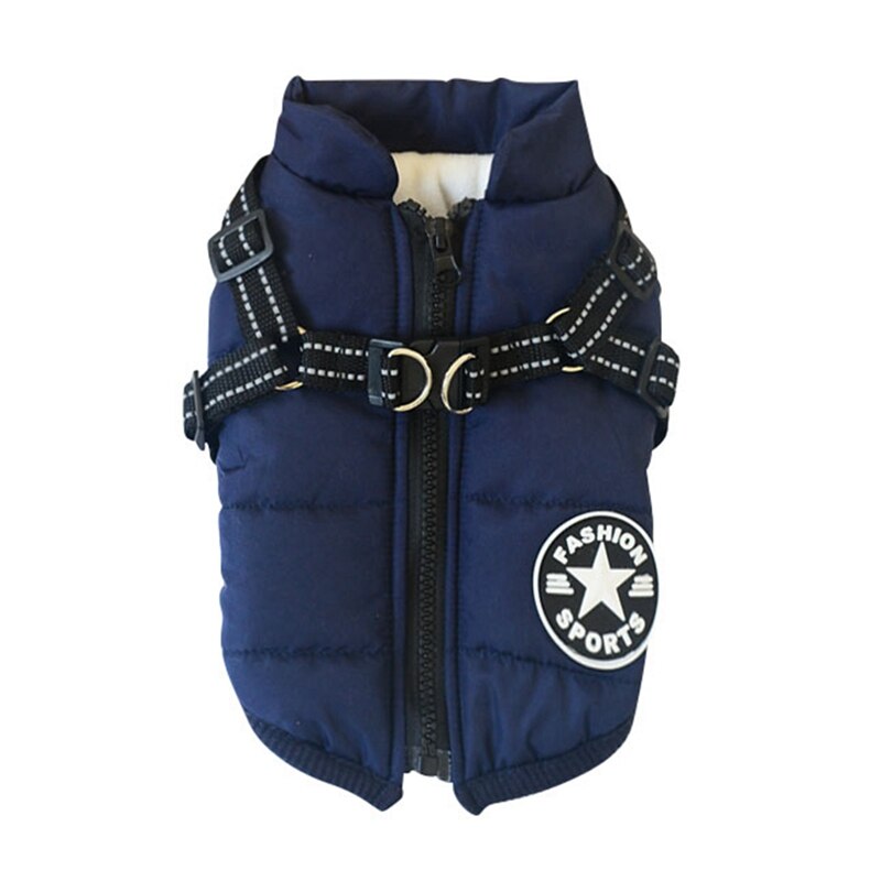 Herbst Winter Haustier Ski Kostüm Ärmellose Baumwolle Gefütterte Weste Mit dauerhaft Brustgurt nutzbar machen Kleidung Mantel Liefert: Blau / XL