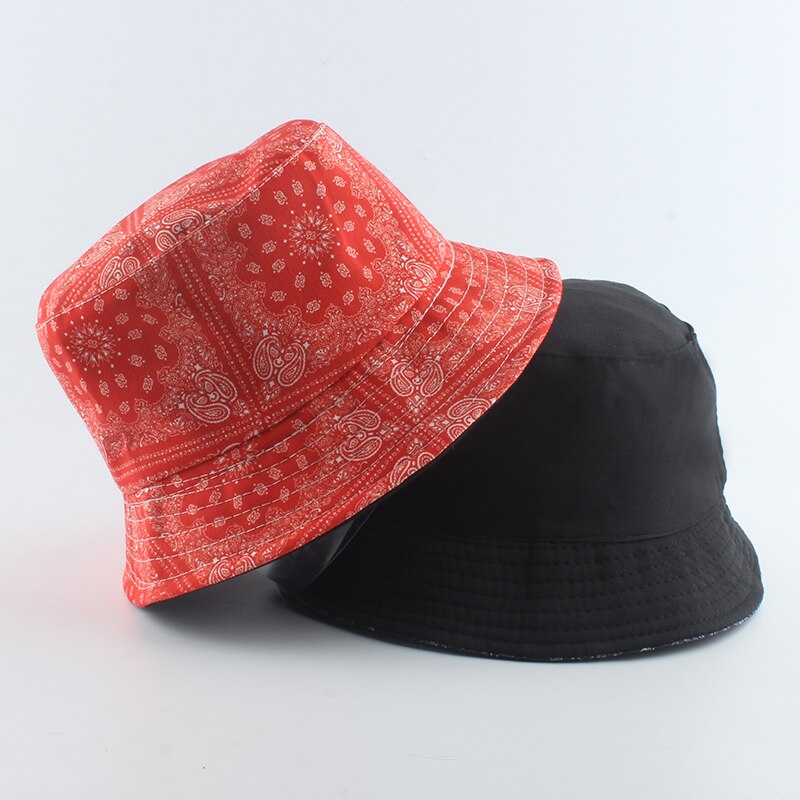 Vintage sort spand hat mænd reversibel fisker hat street hip hop fiskeri spand cap sommer sol hatte til kvinder: Mv rød