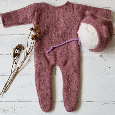 Newborn Photography Props Footed Rompers for Baby Boy Knitting Soft Photo Clothes Bebe Shooting Outfit DIY Prop Studio: Lavender