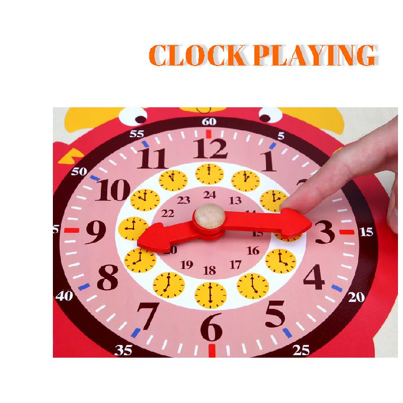 Houten Multifunctionele Kalender Klok Kinderen Engels Vroegschoolse Onderwijs Puzzel Opknoping Boord
