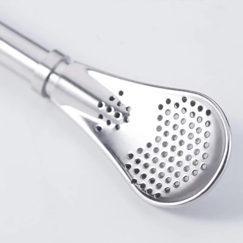 2 in 1 Coffee Straw spoon Stainless filter Spoon Teaspoon Dessert Snack Scoop Ice Cream Mini Spoons Tableware