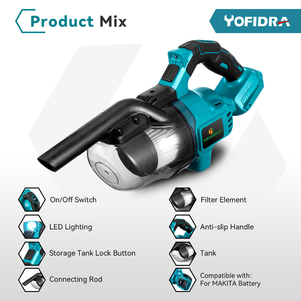Aspirateur électrique portatif sans fil 1000W, puissant, Rechargeable, outils de nettoyage d'intérieur domestique pour batterie 21V 18V