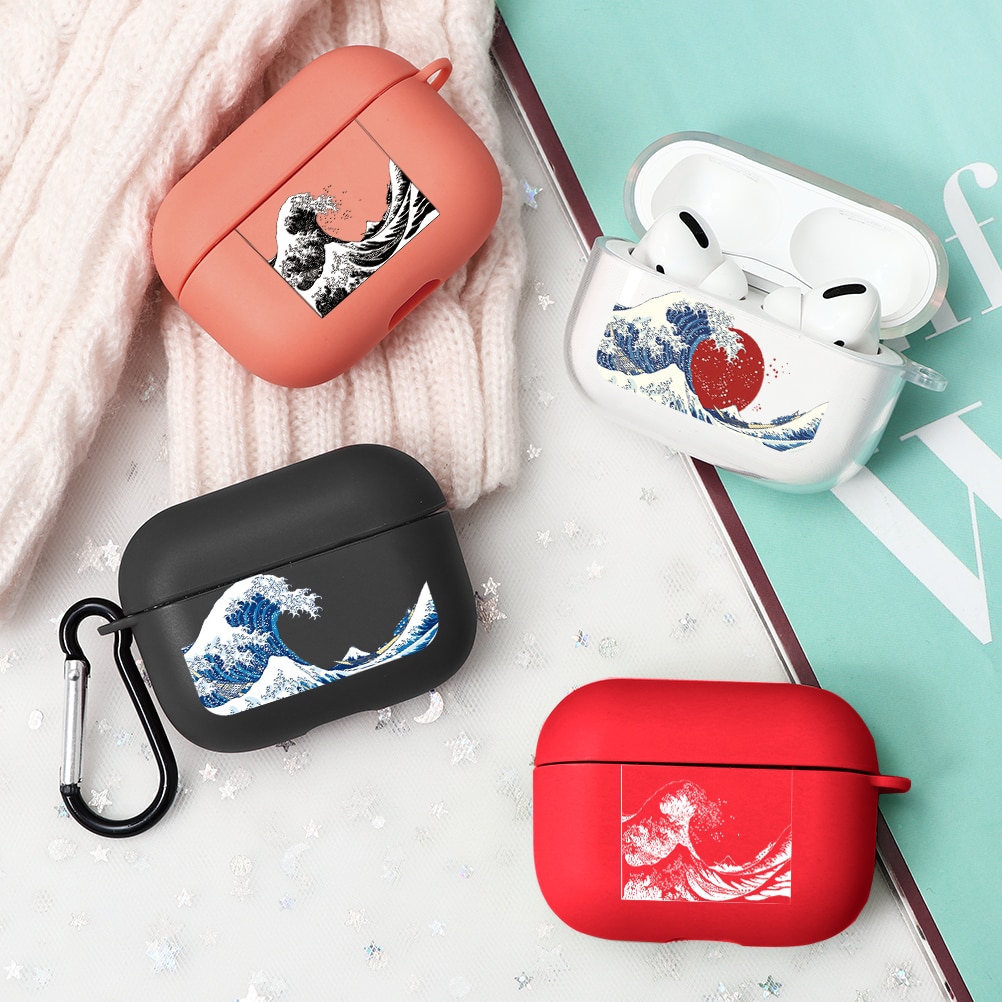 La Grande Onda di Kanagawa Auricolare Custodia Per AirPods Pro Custodie Molle Del Silicone di Lusso Texture Opaca Della Copertura di Protezione per AirPod 3