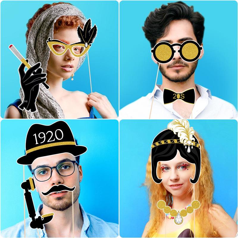 Amosfun 20PCS Funny 1920s Party Supplies for Decoration