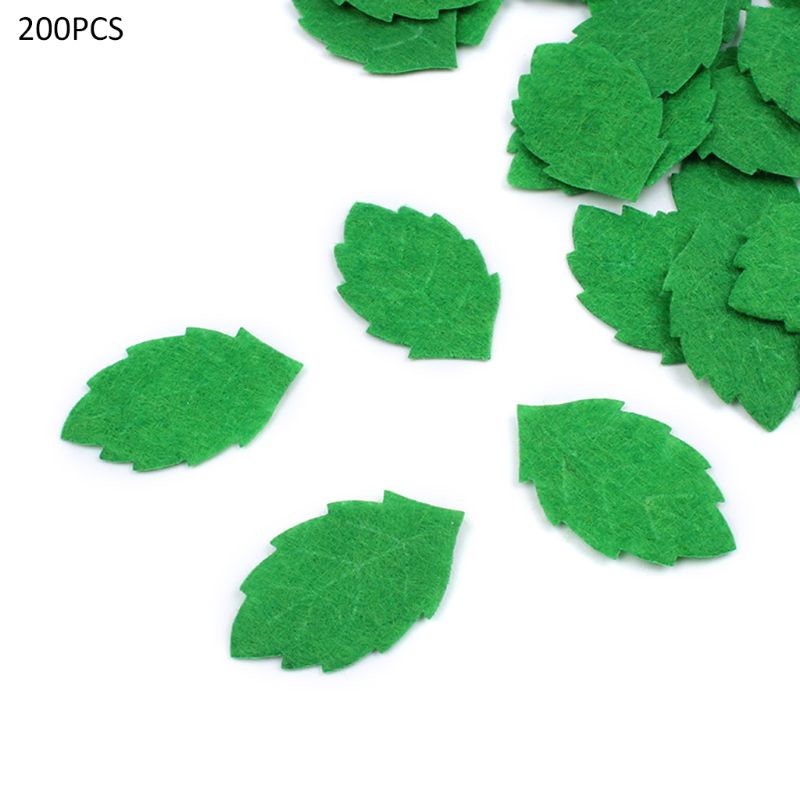 200 Stuks Groene Bladeren Leaf Kaart Maken Decorating Diy Naaien Ambachten Vilt Handwerk Applique Muurstickers 30Mm