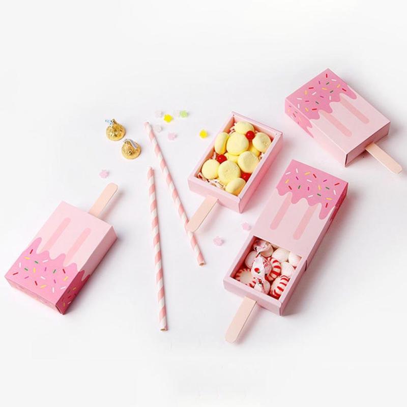 6 stk is form æsker sød tegneserie skuffe papir boks baby shower fest sød slik emballage til børn fødselsdag favor