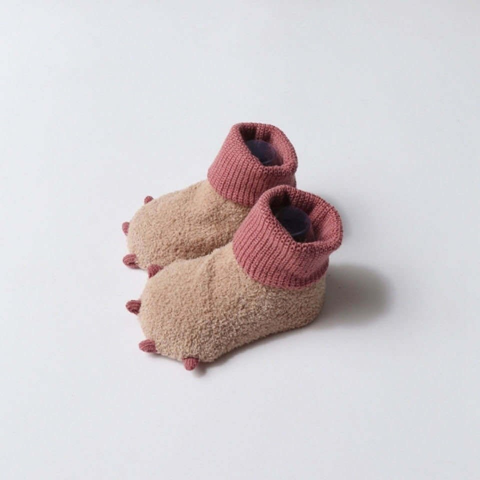 Xcqgh 1 Paar Kat Poot Vorm Babysokjes Katoen Zachte Velet Antislip Baby Jongen Meisje Winter Floor sok 0-24 Maand: Bruin / 12-24M