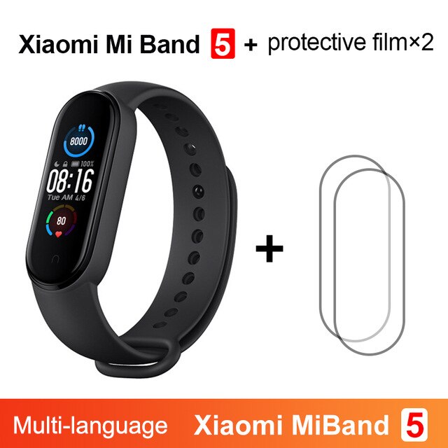 Xiaomi Mi Band 5 Fitness Bracelet Magnetic Charge 24h Heart Rate Sleep REM Nap Step Swim Sport Monitor Remind Alarm Miband 5: Add Film