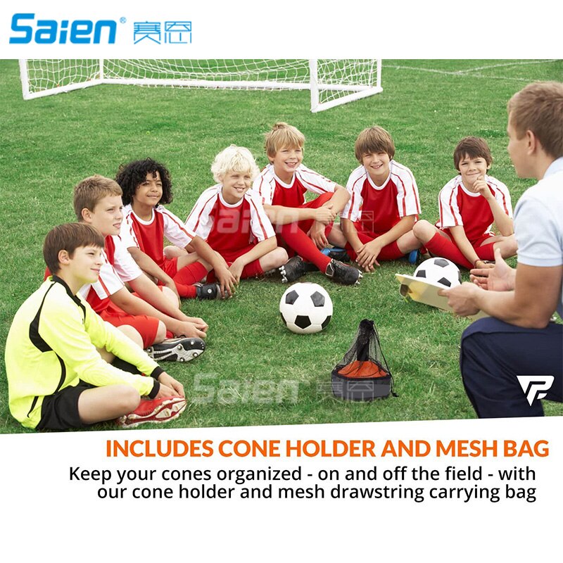 Pro Disc Cones (Set of 50) - Agility Soccer Cones with Carry Bag and Holder for Training, Football, Kids, Sports