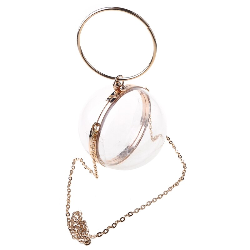 Mini Ronde Bal Clear Purse Acryl Avond Clutch Bag Vrouwen Transparante Crossbody Schoudertas Vrouwelijke Party Pols Handtas: Clear