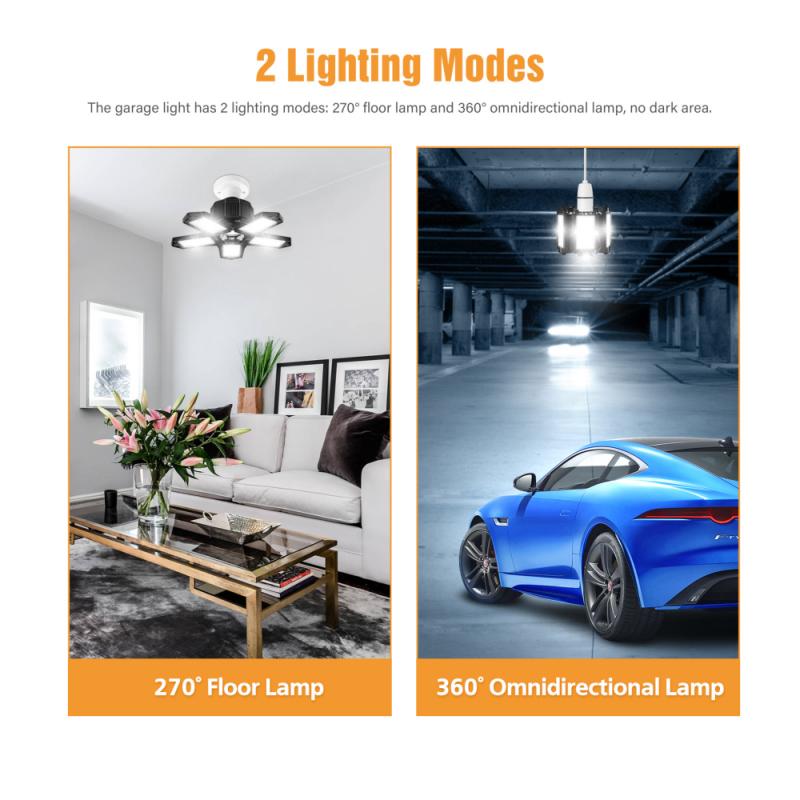 LED Garage Light Folding Lamp High Bay Light Indoor Light IP65 Waterproof Garage Lamp Industrial Lighting In Stock