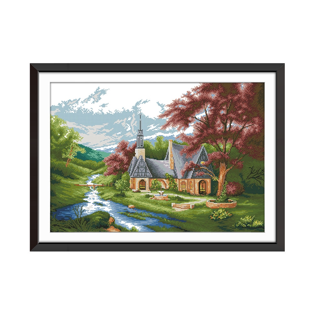 Church 4 cross stitch kit aida 14ct 11ct count print canvas cross stitches needlework embroidery DIY handmade