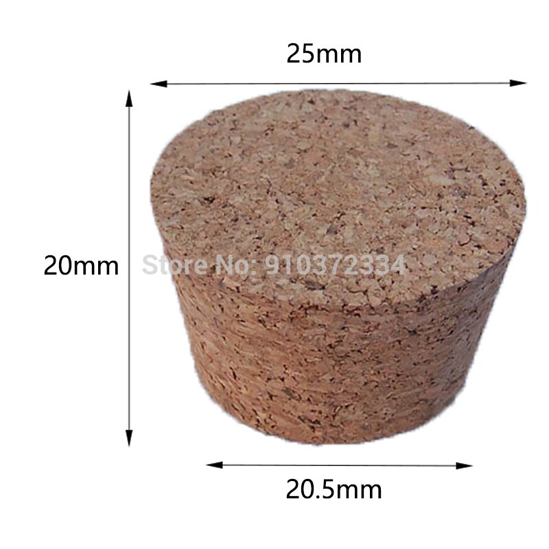 100pcs Top DIA 7.5mm to 30mm Wooden Cork Lab Glass Bottle Stopper Kettle Pudding Bottle Cork Cap Burette Tube Wood plug: 25x20.5x20mm