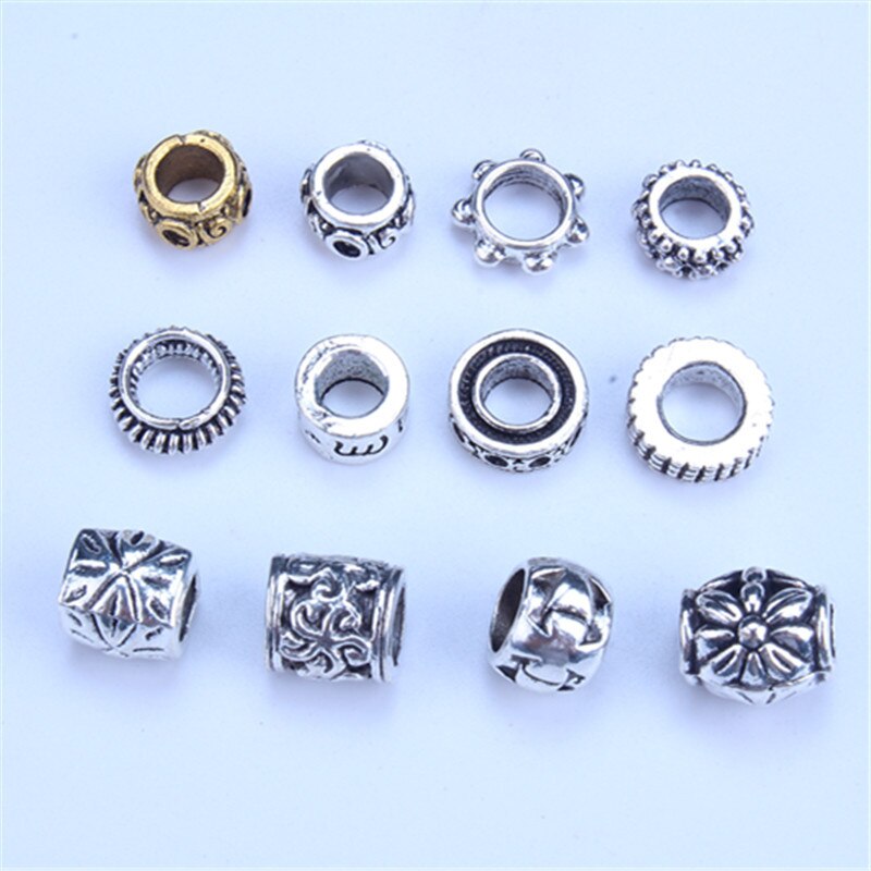 Anillos para el pelo de Metal plateado, trenzas para el cabello, rastas, cuentas, abalorios, rastas, accesorios para el cabello DIY, 5 unids/bolsa