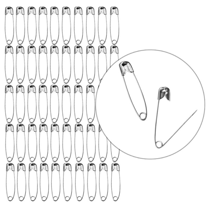 Alfileres de seguridad de , Clip de papel, herramientas de costura DIY, agujas de Metal dorado y plateado, broche de seguridad grande, accesorios, 50 Uds.: 50pcs-7x32mm-silver