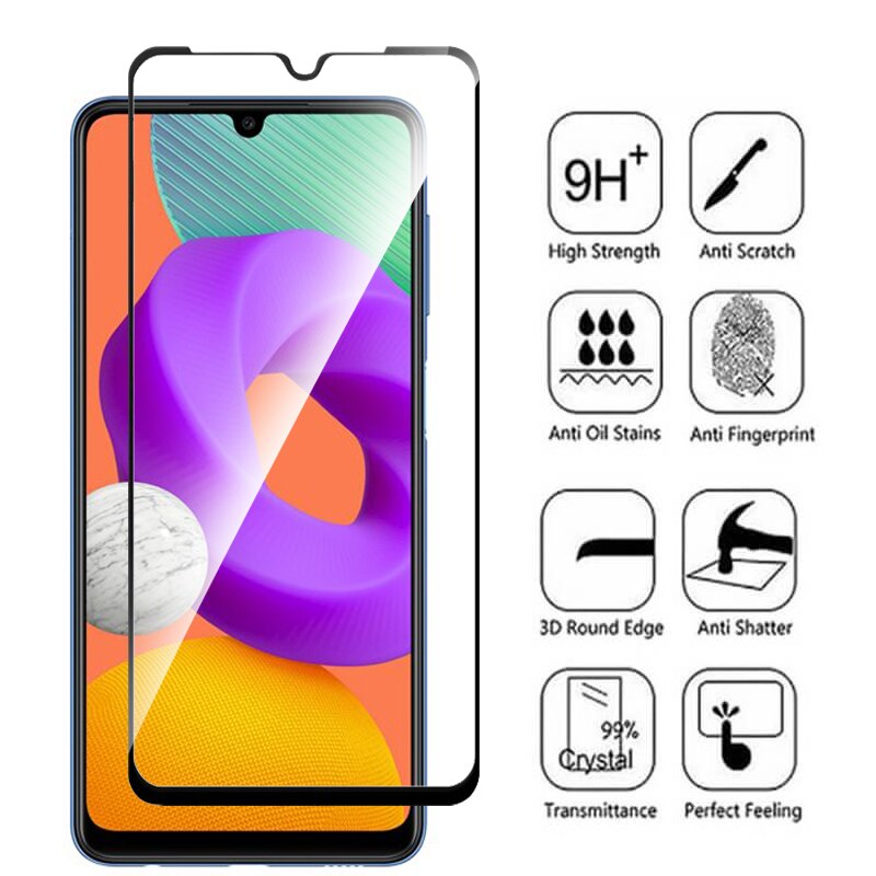 2Pcs 9D copertura completa in vetro temperato per Samsung Galaxy M22 custodia in vetro protettivo 3D per Samsun Galaxi M 22 SM-M225FV/DS armatura del Film