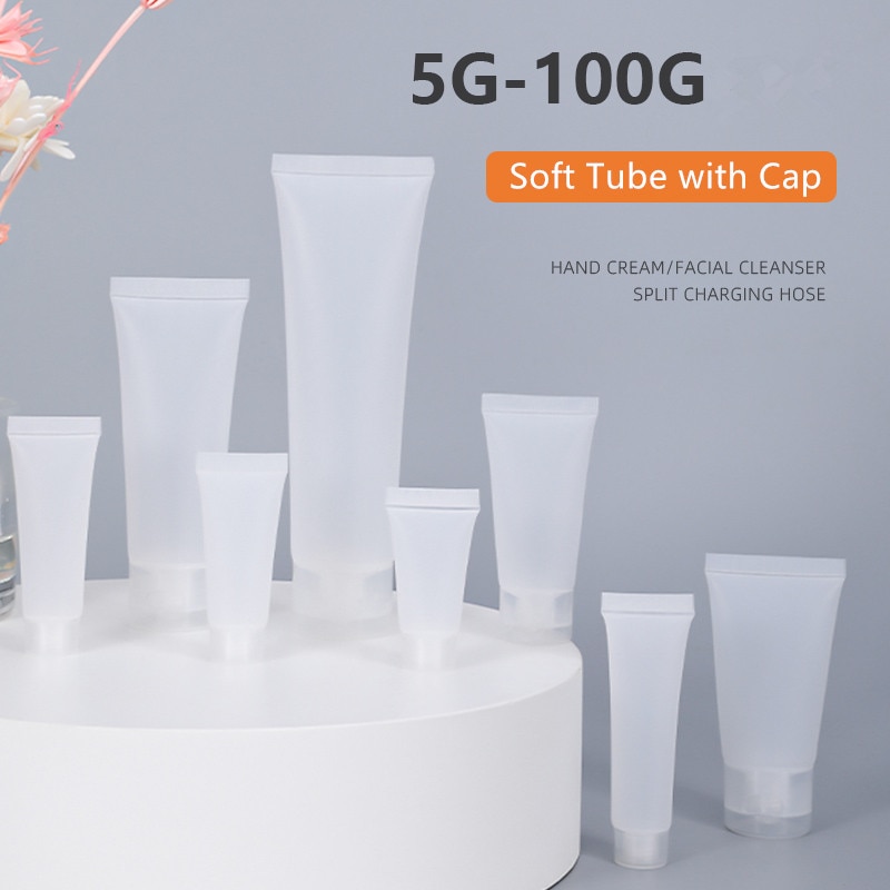 10PCS Empty Plastic Squeeze Tubes Translucent Cosmetic Containers Refillable Plastic Tube Travel Bottle