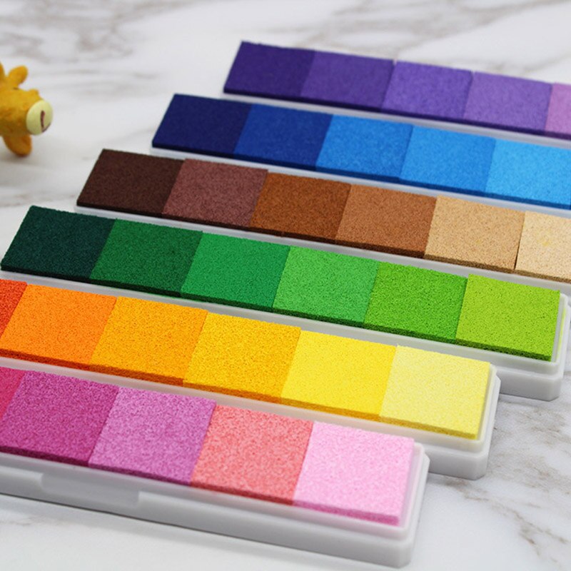 Fingerprint Ink Pad Gradient Color Rubber Inkpad Stamp Finger Print For Children Kids SUB