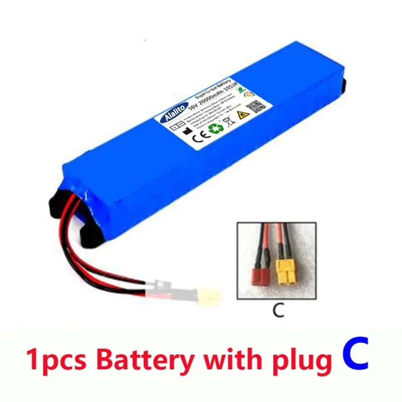 Paquete de batería de litio 2024, 36V, 20Ah, 18650, 10S3P, 20000mah, 500W, mismo puerto, 42V, para batería de energía M365 con BMS: Azul