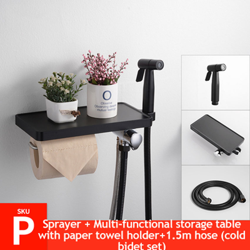 Ecofresh Handheld Toilet bidet sprayer set Kit Stainless Steel Hand Bidet faucet for Bathroom hand sprayer paper roll holder