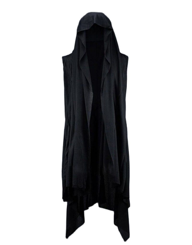 Nightclub men hip hop punk long vest sleeveless shirt cape man gothic style streetwear vest singer stage cardigan costume