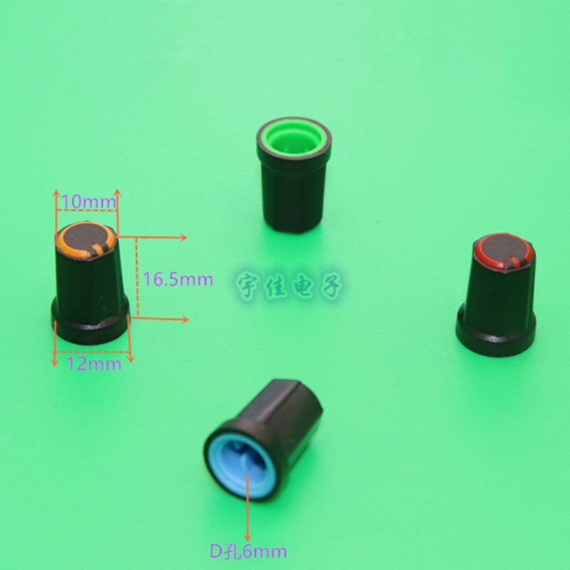 10 Piece 12 * 16.5mm plastic knob half handle D-shaped inner hole 6mm potentiometer switch adjustment 90 ° indicator knob