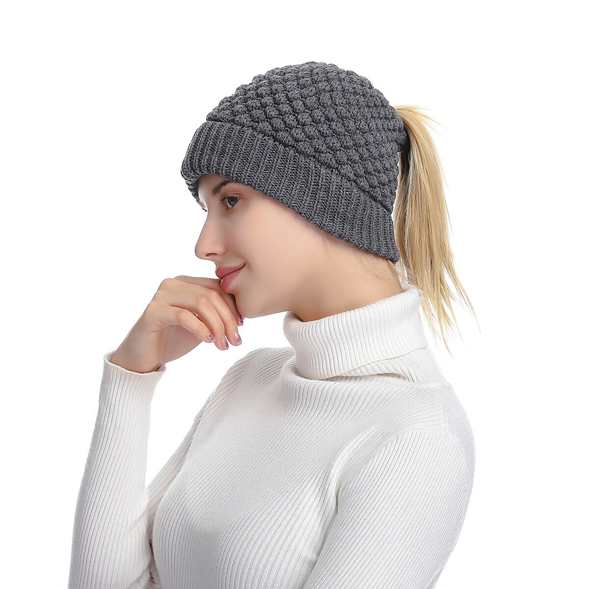 Gorro de punto elástico de punto para mujer, gorrito de punto para mujer, gorros para mujer, gorros cálidos para Otoño e Invierno