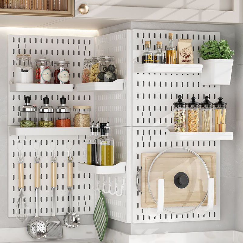 Tablero perforado sin perforación para cocina, organizador de pared, estantes de Panel para habitación de jugadores, estante de almacenamiento para baño, organizador, accesorios de tablero perforado