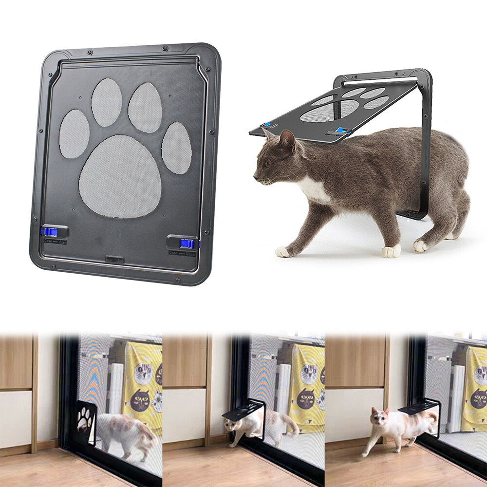 Pet Door Safe Lockable Magnetic Screen Outdoor Dogs Cats Window Gate House Enter Freely Pretty Garden Easy Install