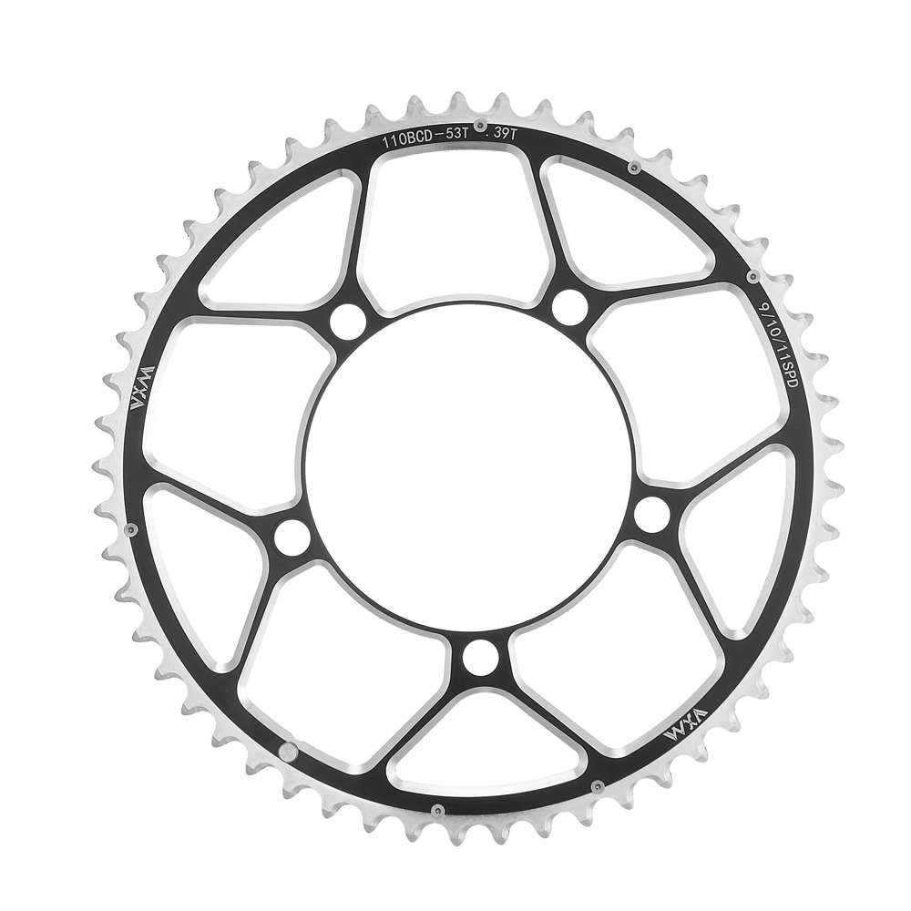 VXM-plato doble para bicicleta 110BCD 34T 50T 36T 52T 39T 53T, juego de bielas para bicicleta de carretera, disco de conducción, rueda dentada de aluminio, disco plegable para bicicleta: Gris claro