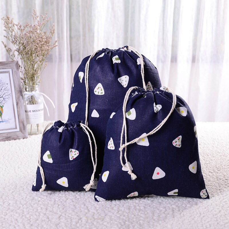 1pc Casual Women Cotton Drawstring Shopping Bag Eco Reusable Folding Grocery Cloth Underwear Pouch Case Travel Home Storage Bag