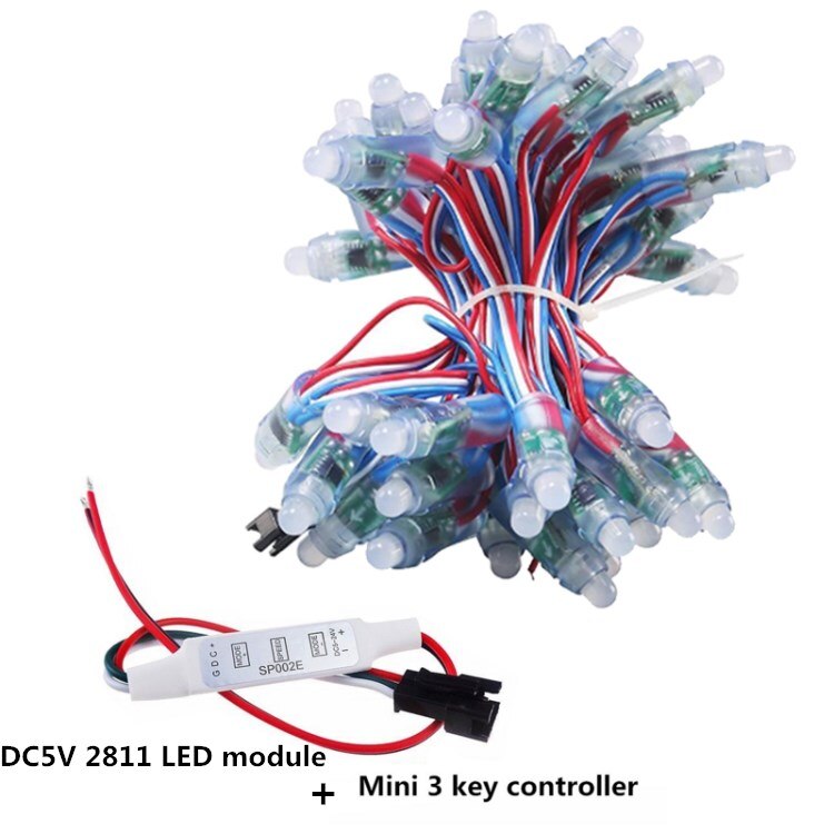 50 stücke 12mm WS2811 Volle Farbe LED Pixel Licht Modul DC 5V eingang IP68 wasserdichte RGB farbe 2811 IC Digital LED weihnachten Licht: 2811-3Schlüssel Bausatz