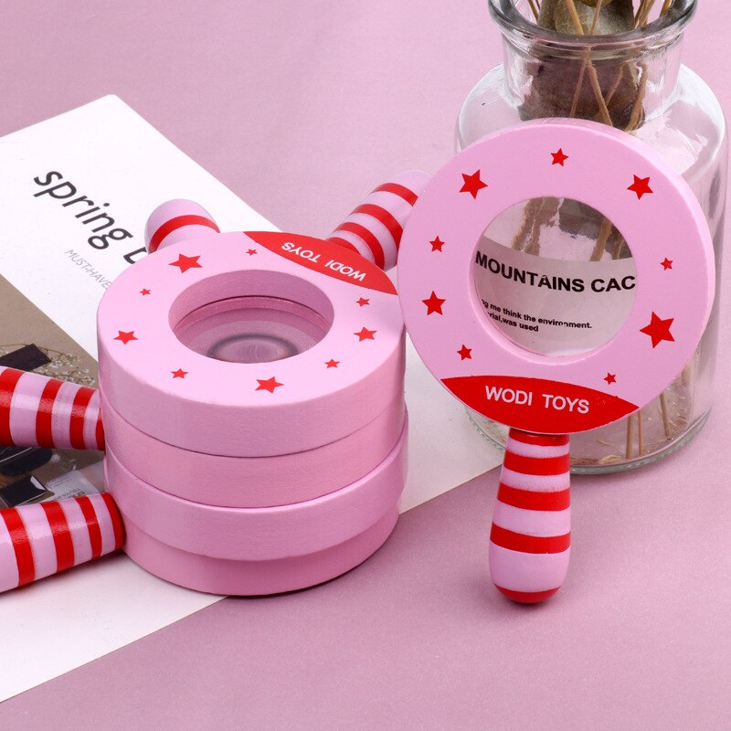 Lupa de juguete verde rosa de mano lupa niños niñas Explore increíble mundo desconocimiento mango de madera
