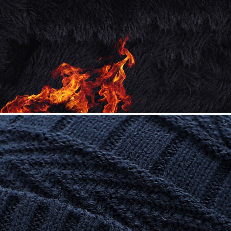 Gorro de invierno tejido, conjunto de bufanda, gorros gruesos de algodón para mujer, cuello, suave gorro de felpa que mantiene el calor para mujer