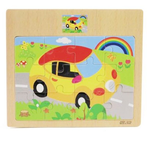 Kids Wooden Puzzles 12 Slice Cartoon Animals Traffic Jigsaw For Children Montessori Toys Educational Learning Game MG150: MG150-019