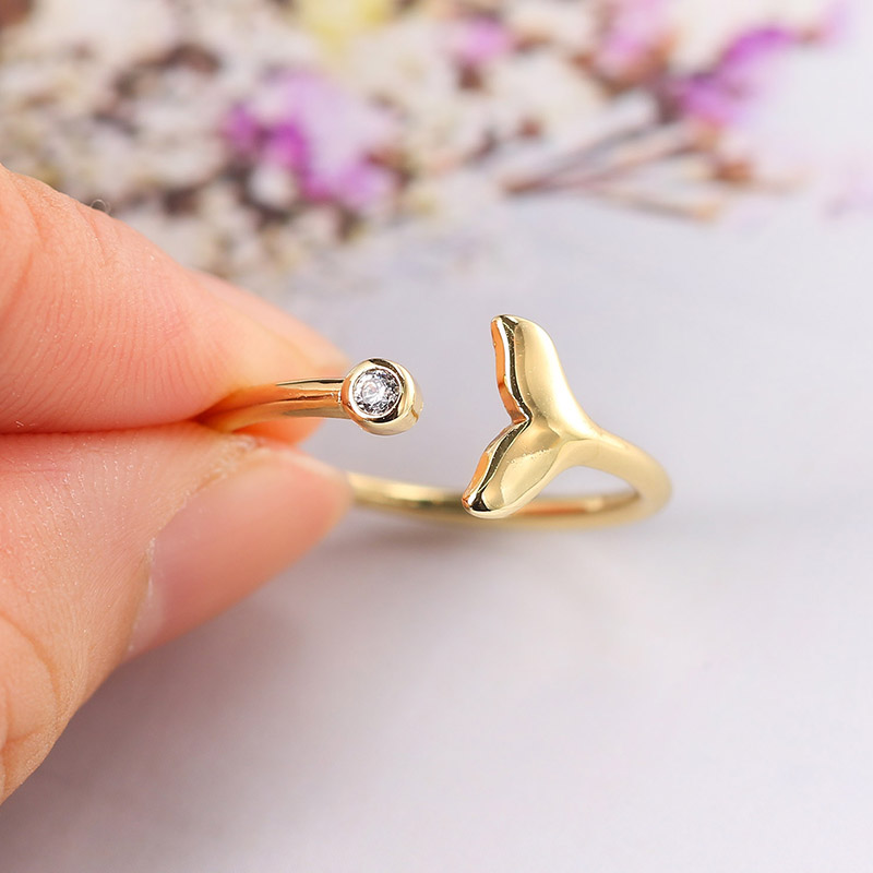 Verstelbare Mermaid Tail Vrouwen Ring Goud Kleur Dainty Ringen Met Zirkoon Opening Voor Meisjes Trend Sieraden r385
