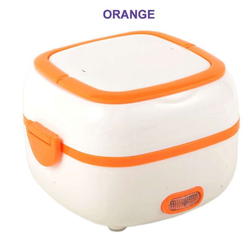 Mini Electric Heated Lunch Box Rice Cooker Thermal Portable 2 Layers Food Steamer Cooking Container Meal Lunchbox Warmer: Orange / US