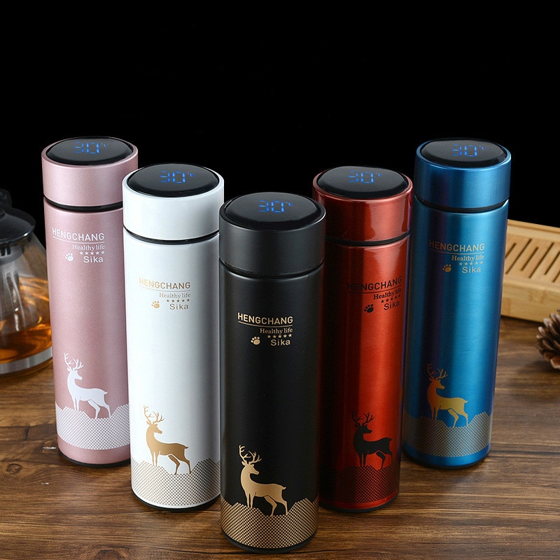 500Ml Smart Thermosfles Kerst Touch Temperatuur Display Rvs Thermos Water Thee Scheiding Thermos Cup