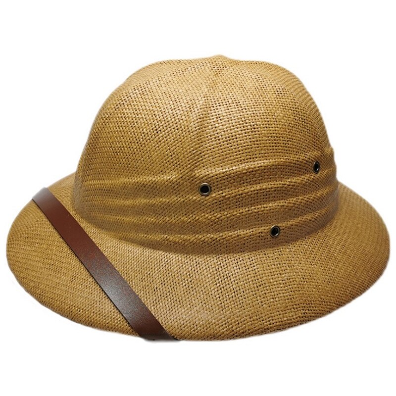 Vietnam War Army Hat Women Men British Explorer Straw Helmet Summer Boater Bucket Sun Hat Unisex Jungle Miners Cap: HT10576KK